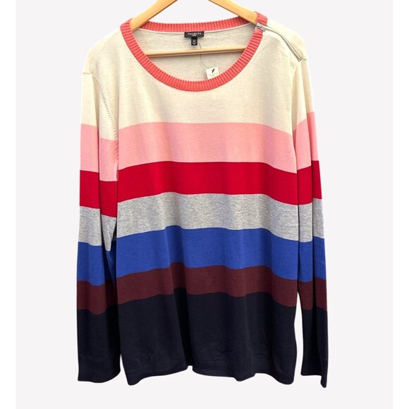NWT Talbots Plus Size 3X Multicolor Striped Knit Sweater Fallcore Preppy Casual - Picture 1 of 6
